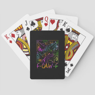Raven F-Caw-F Colorful Neon Goth Bird Funny Playing Cards