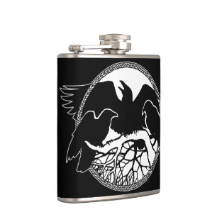 Raven Flask Custom Raven / Crow Art Drink Flask