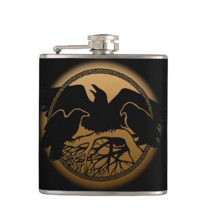 Raven Flask Custom Raven / Crow Art Drink Flask