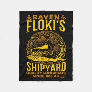 Raven Flokis Shipyard Nordic Mythology Viking  Fleece Blanket