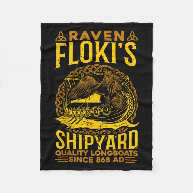 Raven Flokis Shipyard Nordic Mythology Viking  Fleece Blanket (Front)
