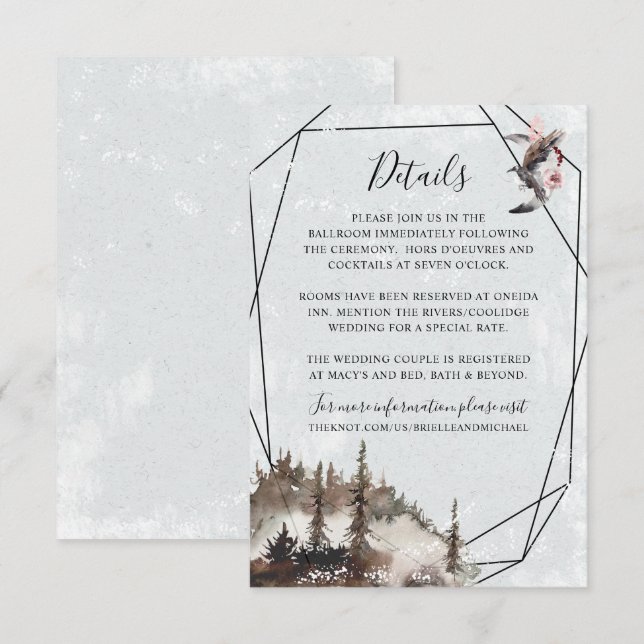Raven, Forest, and Crescent Moon Details Card (Front/Back)