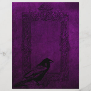 Raven & Frame Purple Gothic Halloween Paper