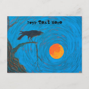 Raven & Full Moon postcard