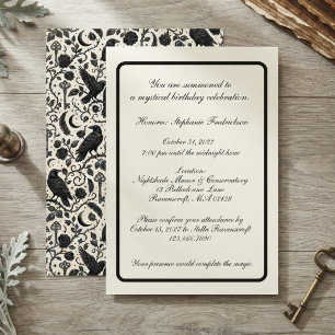 Raven Gothic Botanical Art Invitation