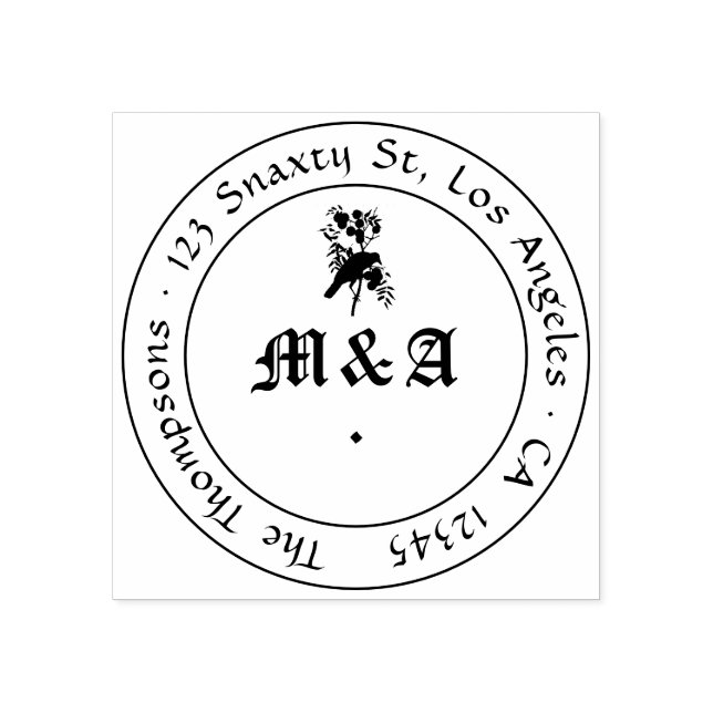 Raven Gothic Wedding Monogram Rubber Stamp (Imprint)