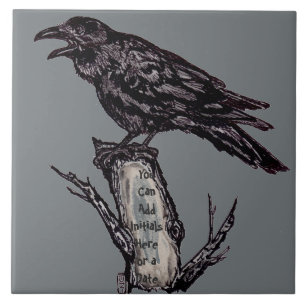 Raven Grey Art Ceramic Tile Trivet Personalise It