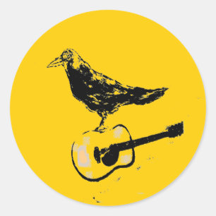 raven guitar song classic round sticker