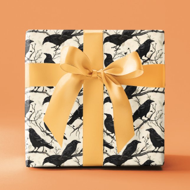Raven Halloween Crow Autumn  Wrapping Paper (Creator Uploaded)