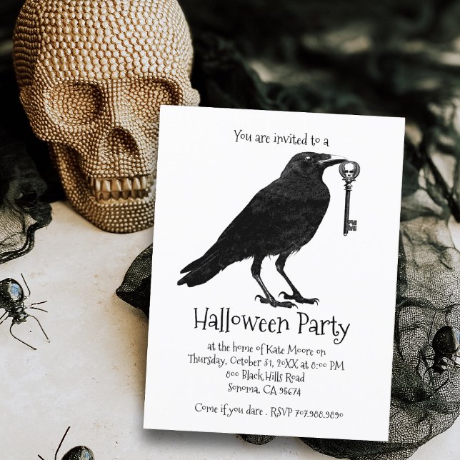 Raven Halloween Party Invitation Postcard (Creator Uploaded)