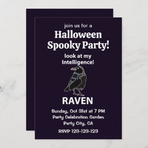 Raven Halloween Spooky Party Raven Invitation