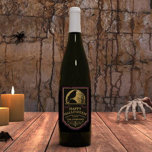 Raven Happy Halloween  Wine Label