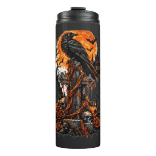 Raven & Haunted Graveyard Thermal Tumbler