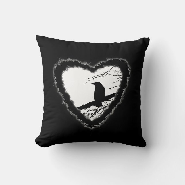 Raven Heart by Alexandra Cook Cushion (Front)