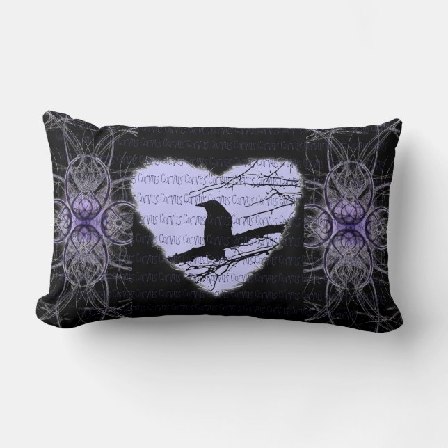 Raven Heart by Alexandra Cook Lumbar Cushion (Front)