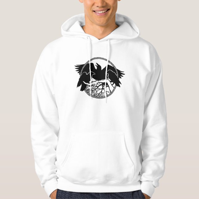 Raven Hoodie Men's Raven Crow Art Sweatshirts (Front)