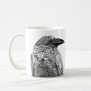Raven Illustration Coffee Mug