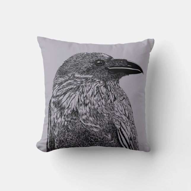 Raven Illustration Cushion (Front)