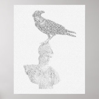 Raven illustration made of 'The Raven' poem text Poster