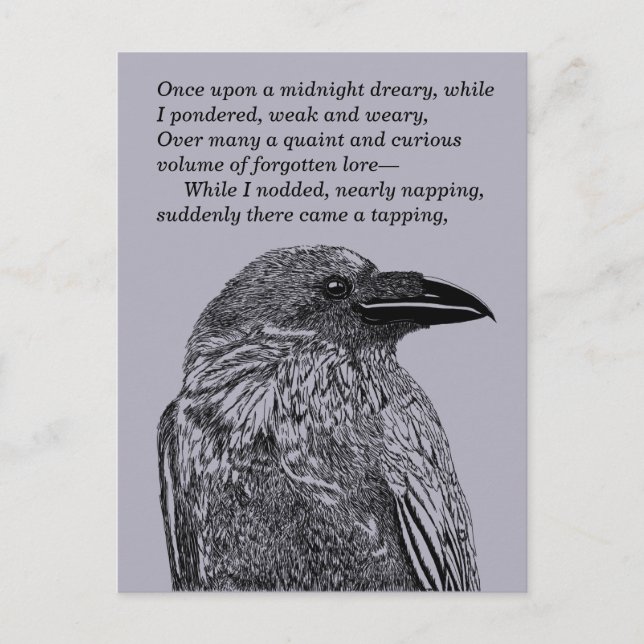 Raven Illustration & Poem Get Together Postcard (Front)