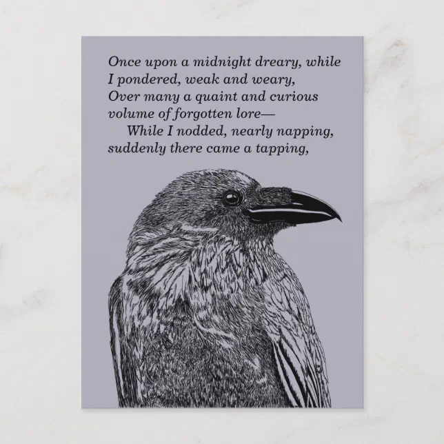Raven Illustration & Poem Get Together Postcard | Zazzle