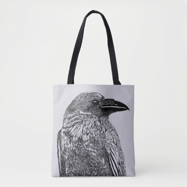 Raven Illustration Tote Bag (Front)