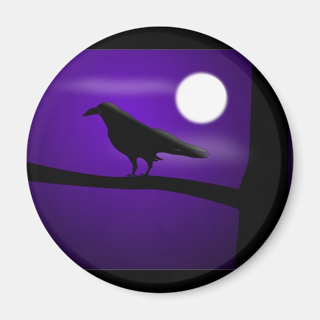 raven_illustration_Vector_Clipart black purple Magnet (Front)