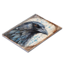 Raven Illustration with Watercolor Notebook