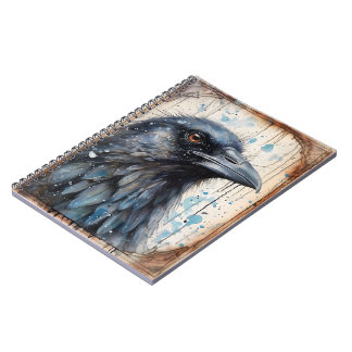 Raven Illustration with Watercolor Notebook
