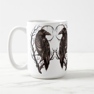 Raven in Dead Tree - Dark Gothic Art Coffee Mug