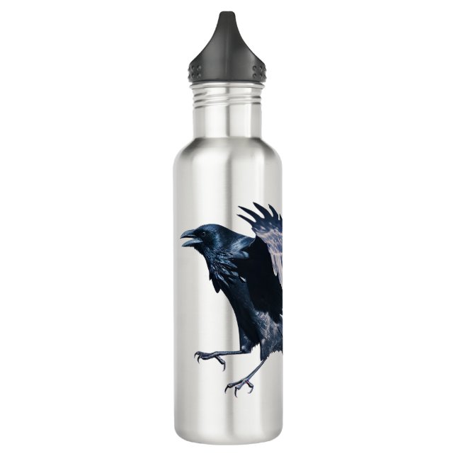 Raven in Mid-flight | Goth Water Bottle (Left)