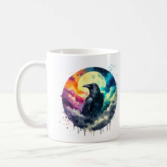 Raven in Moonlight Coffee Mug (Left)