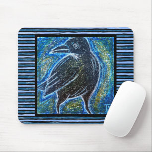 Raven in Oil Pastel Mouse Pad