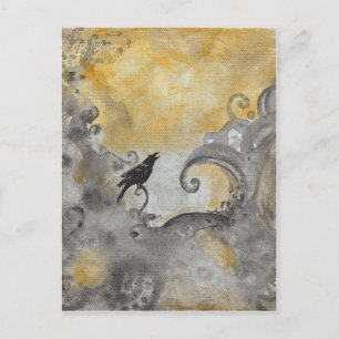 Raven in Orange abstract postcard