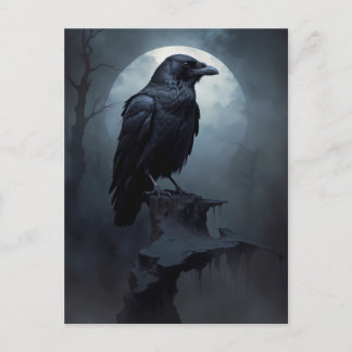 raven in the dark night postcard