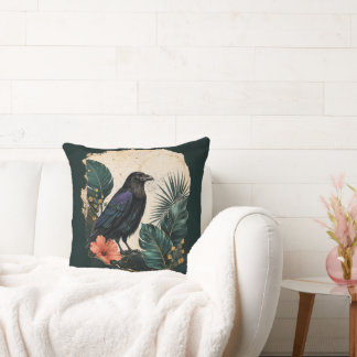 Raven in the Emerald Garden Cushion