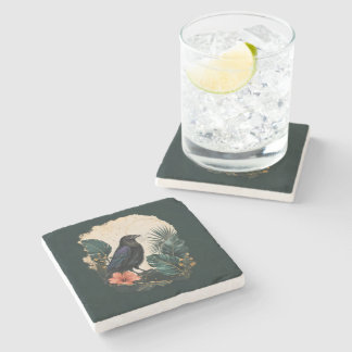 Raven in the Emerald Garden Stone Coaster