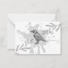 Raven Ink and Branches Note Card