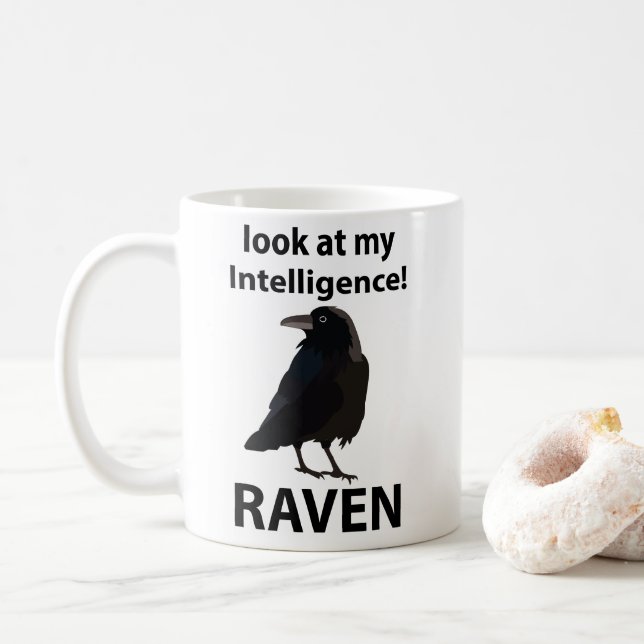 Raven Look At My Intelligence Raven Coffee Mug (With Donut)