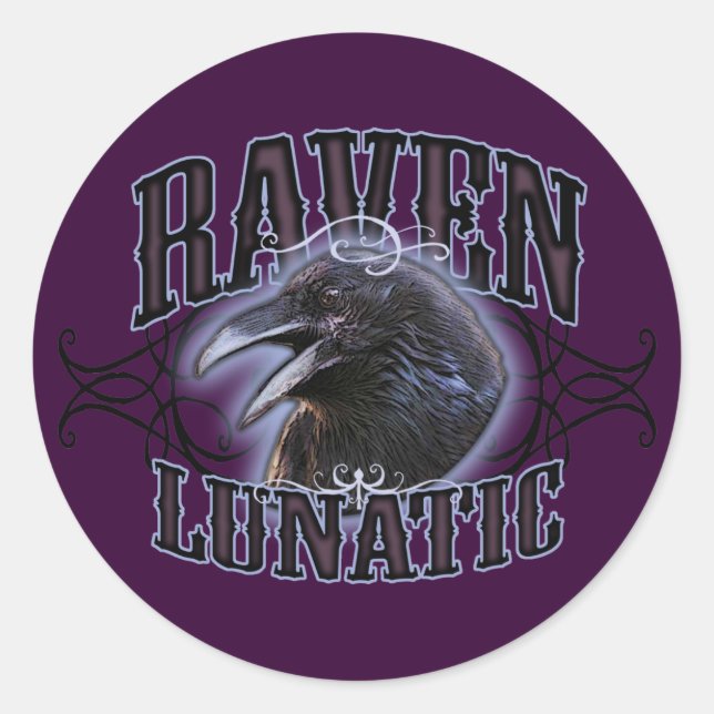 Raven Lunatic Classic Round Sticker (Front)