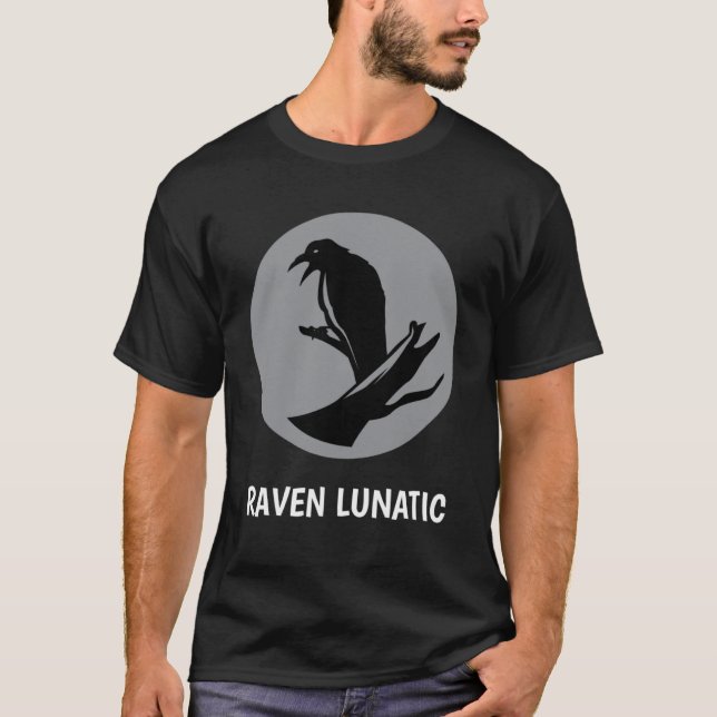 Raven Lunatic Moon Goth Gothic Crow Bird T-Shirt (Front)