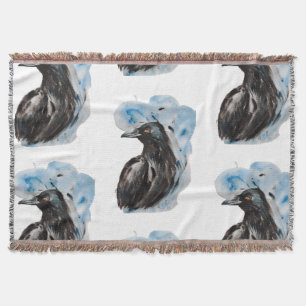 Raven Magic Harmony Totem Harmony Watercolor Mysti Throw Blanket