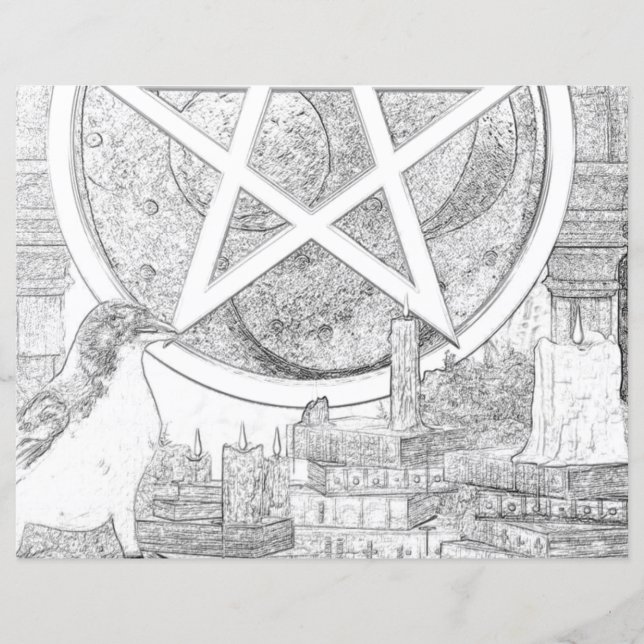 Raven Magick Pagan Wicca Colouring Page (Front)