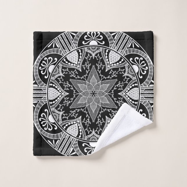 Raven Mandala Bath Towel Set (Wash Cloth)