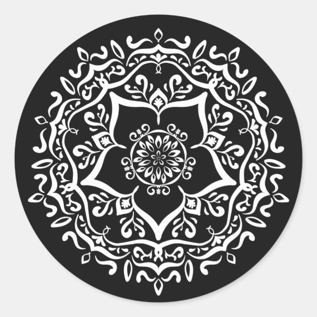 Raven Mandala Classic Round Sticker (Front)