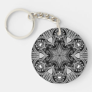 Raven Mandala Key Ring