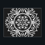 Raven Mandala Postcard<br><div class="desc">This white mandala sits on a black background. Part of the Rosenn Mandala Collection.</div>