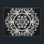 Raven Mandala Postcard<br><div class="desc">This white mandala sits on a black background. Part of the Rosenn Mandala Collection.</div>