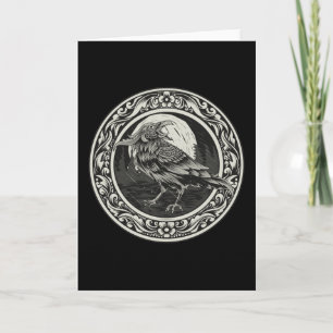Raven Medallion Carving Art Bird Nature   Card