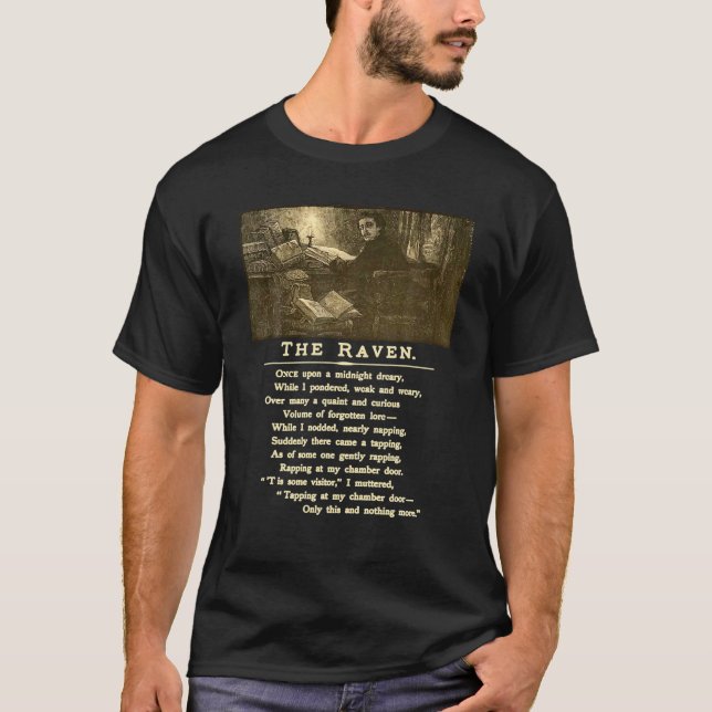 Raven Midnight Dreary Classic Literature Edgar All T-Shirt (Front)